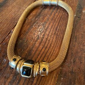 Elegant Gold and Black Mesh Choker Necklace